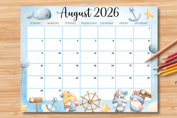 Editable & Fillable August 2026 Calendar