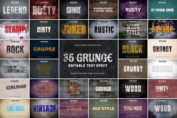 Editable Grunge Text Effect Bundle: Raw Texture for Modern Design