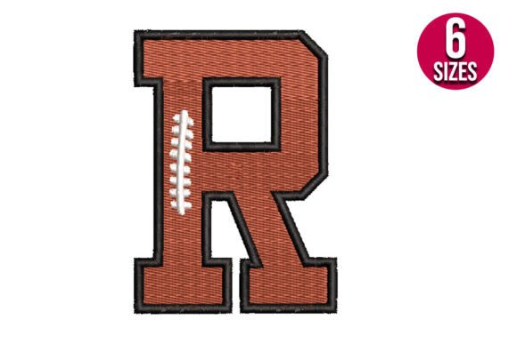 Football Font Alphabet Letter R: Sporty Embroidery Design