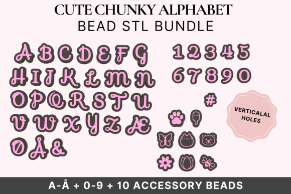 Soft Script Alphabet Bead STL Bundle: 3D Personalization